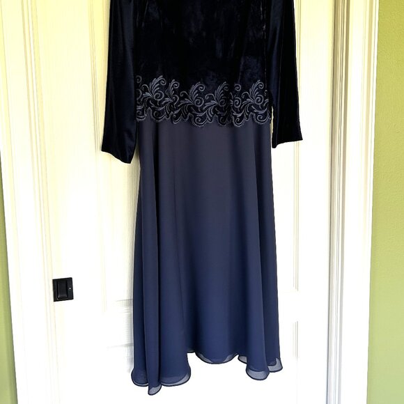 Talbot's 18 Long Evening Dress Midnight Blue - Picture 3 of 10